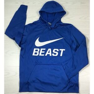Nike Beast Hoodie Men Large Blue Therma-Fit Athleisure 886994-455 Pockets Gym